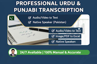 do accurate urdu and punjabi audio video transcription