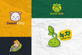 create cute cartoon logo design, character, mascot for your business and brand