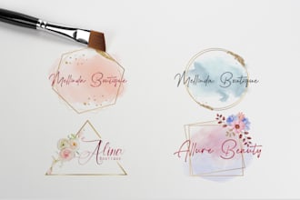 design feminine, watercolor, logo design