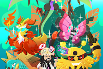draw you as a pokemon trainer with your pokémon