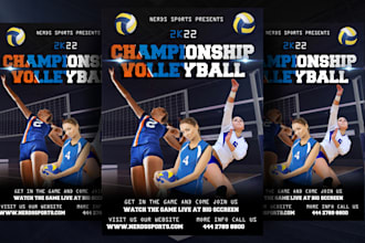 design professional volleyball sport flyer in 24 hour