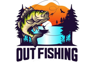 do modern fishing logo design with unlimited revision