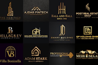 modern minimalist luxury real estate construction property business logo design