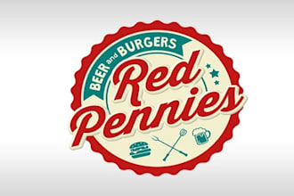 create a vintage logo for red pennies burger bar