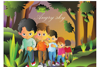 draw cartoons and scenes for childrens stories