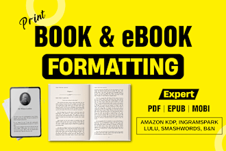 do book formatting, paperback and kindle ebook formatting for amazon KDP