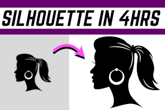 convert design into silhouette black and white one color logo redraw