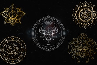 design sacred geometry and mystical logo with branding kit