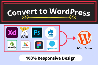 convert xd, sketch, figma, PSD  to elementor wordpress website