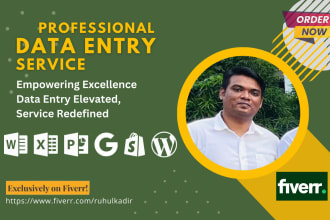 do data entry, copy paste, web research, product listing, pdf to excel in 24h