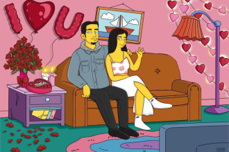 draw you as a yellow character for valentine gift