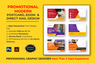 create a modern and simple postcard design for your business
