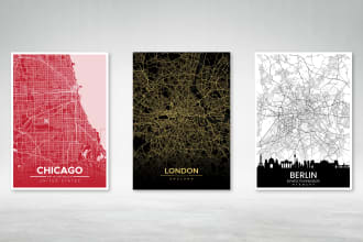 design a custom city map, wall poster, any city, any color