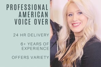 be your professional american female voiceover talent
