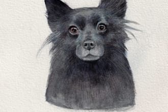 draw realistic watercolor portrait of your animal pet cat dog
