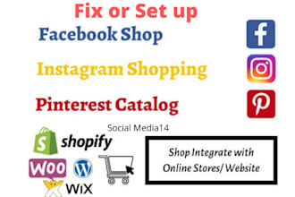 setup facebook and instagram shop or pinterest catalog