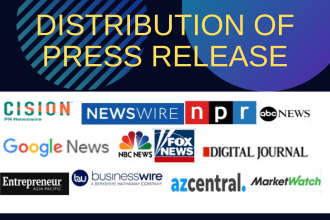 do a press release distribution on 20 websites with high da