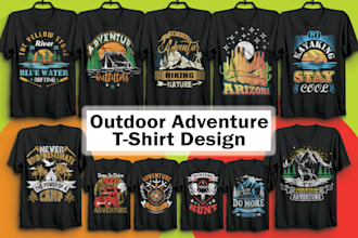 do adventure, outdoor, vintage t shirt design within 24 hrs