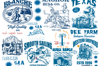 design western vintage mono line style