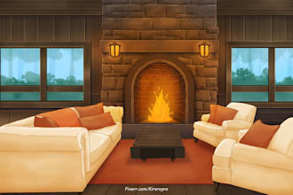 create anime, game ,and visual novel background illustration