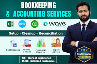 do accounting setup, cleanup bookkeeping in quickbooks online, xero, wave, excel