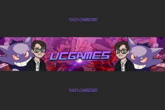create a pokemon banner, gaming, twitch, mascot banner