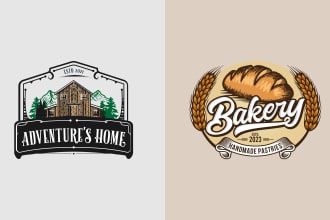 design unique hand drawn retro vintage logo for your business