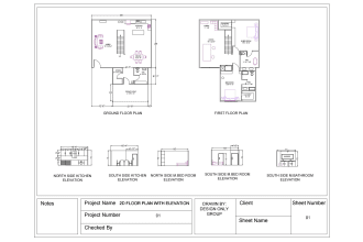 draw 2d floor plan, elevation in autocad