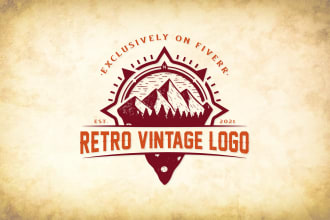 do unique and awesome retro vintage badge logo design