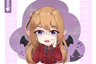 draw cute half body chibi character in anime style