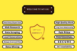do data entry, data mining, web scraping with accuracy