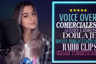 record a professional female voice over in spanish, no ai