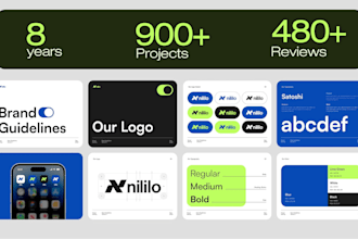 design logo and brand identity guideline, style guide and branding kit