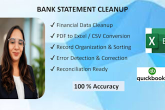 do bank statement cleanup, data sorting, and pdf to excel