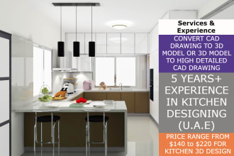 do high quality render for kitchen, living room and interior