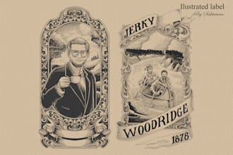 draw vintage engraving illustration for labels