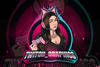design unique twitch, kick logo, animated overlays, panels, emotes