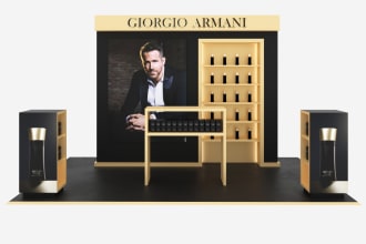3d model render exhibition booth retail display kiosk café