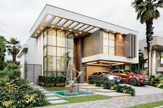 do realistic house rendering exterior and interior design