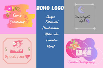 design a boho botanical logo for you