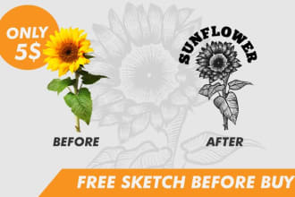 draw portrait realistic botanical illustration from your image