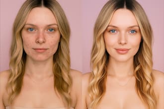 do high end skin retouch and digital makeup in photoshop