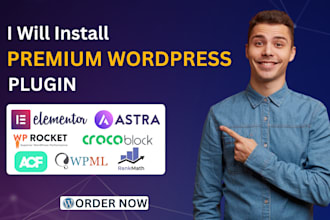 install elementor pro, astra pro, rank math, acf pro and other premium plugins