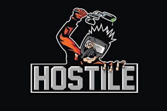 design a fun paintball team logo for hostile