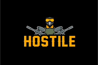 design a fun paintball team logo for hostile