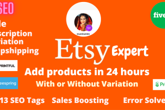 upload etsy product listings with SEO titles description 13 tags which sales