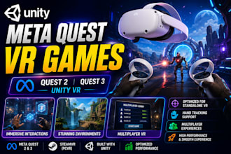 develop VR games for meta quest 2, quest 3 and unity VR