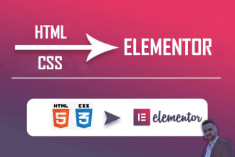 convert your HTML static web page to elementor json template