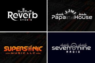design music production, dj, film, studio record logo