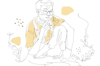 draw aesthetic line art for potrait